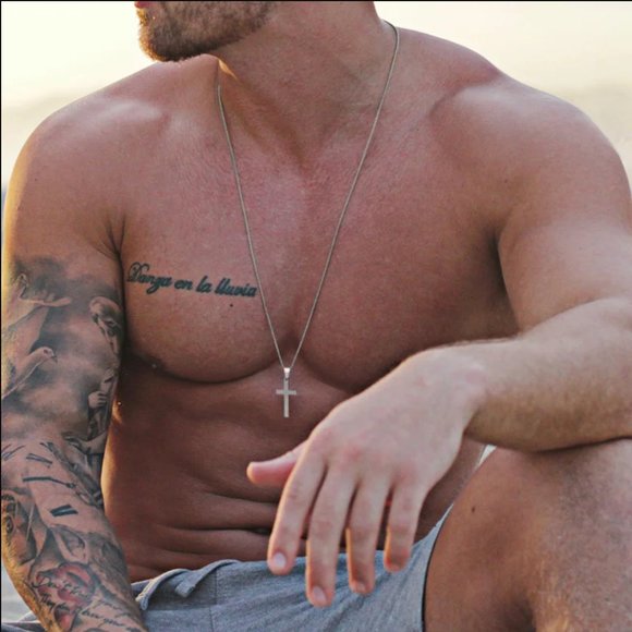 NWT Simple Cross Pendent Necklace Black Men's Unisex - Picture 5 of 6